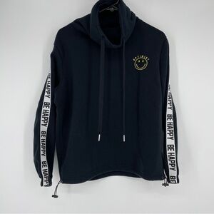 Cali 1850 Women Sweater Happy Smiley Face Sleeve Cowl Neck Plush